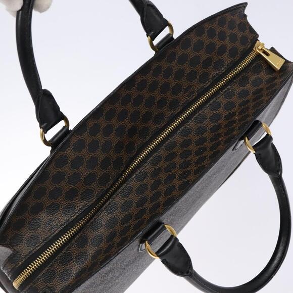 CELINE Macadam Canvas Hand Bag Pvc Leather Black Gold - Picture 6 of 13